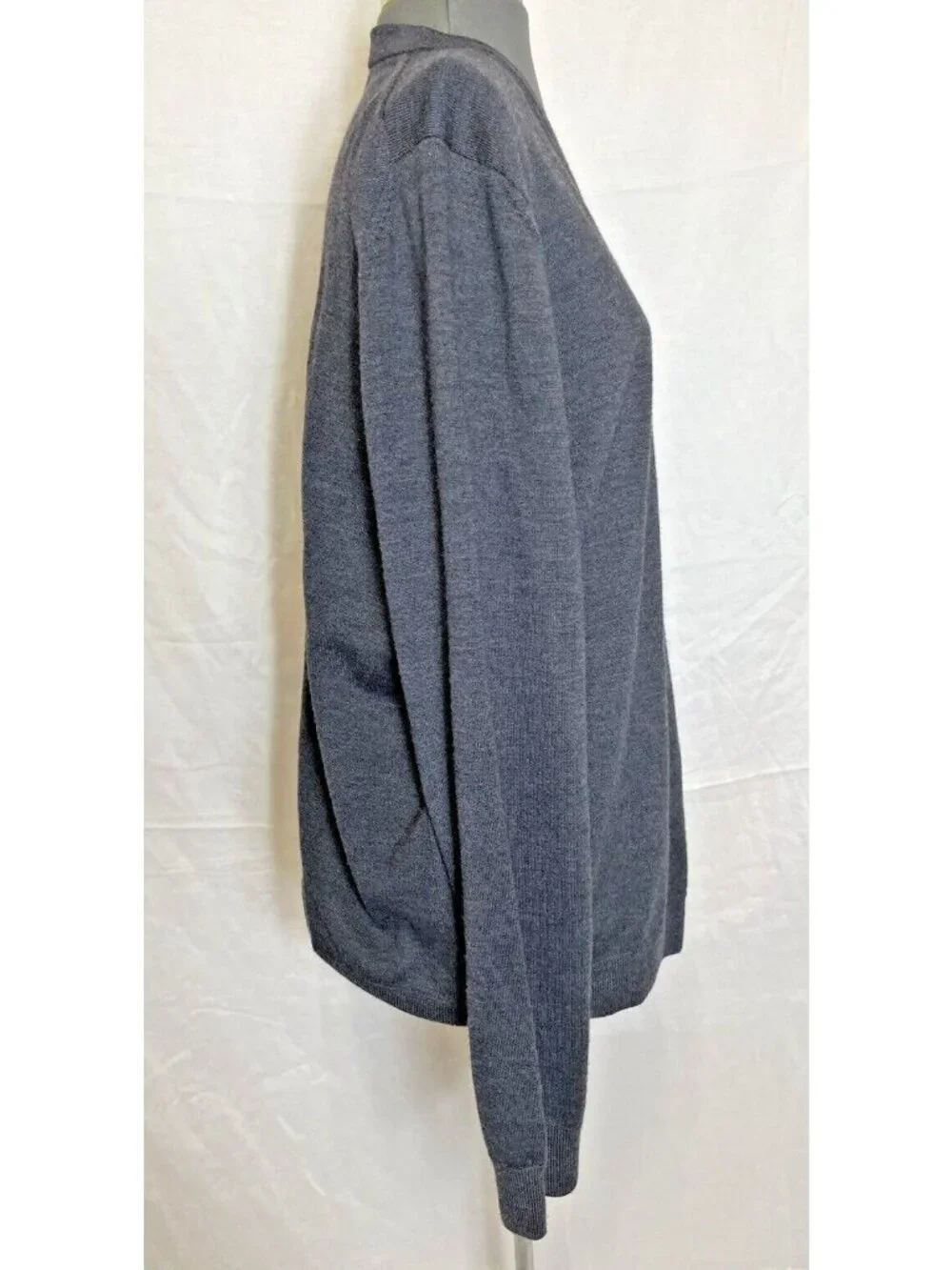 Nordstrom Men's Xl Extra Fine Merino Wool V-Neck Sweater Gray